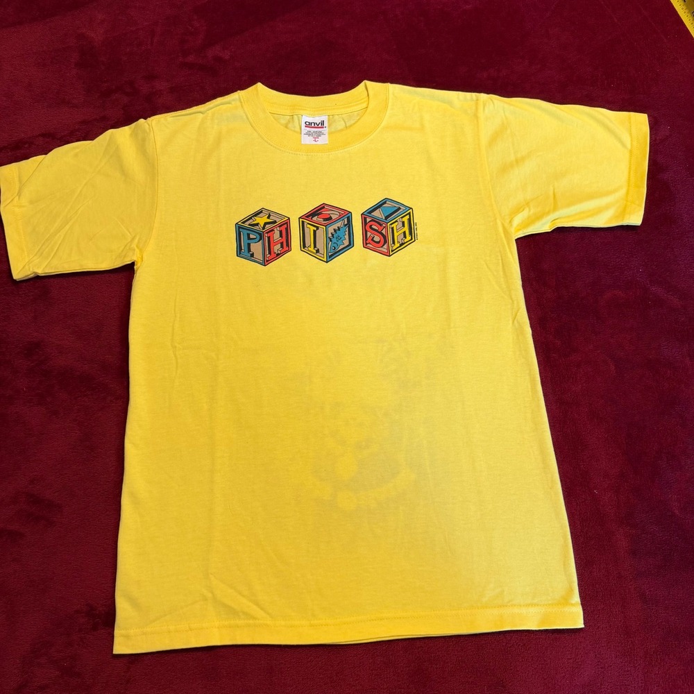 Vintage Phish Jim Pollock Youth Large T-Shirt Yellow 1996 2002 Dancing Fish